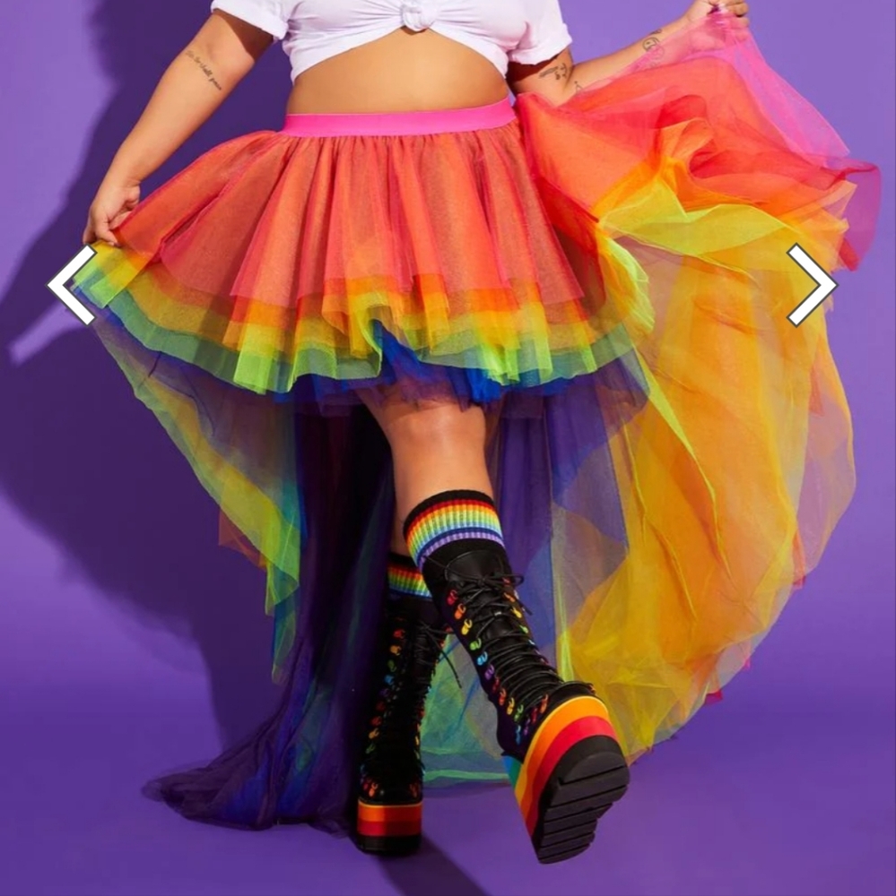 Dolls Kill Pride high low tulle grand skirt